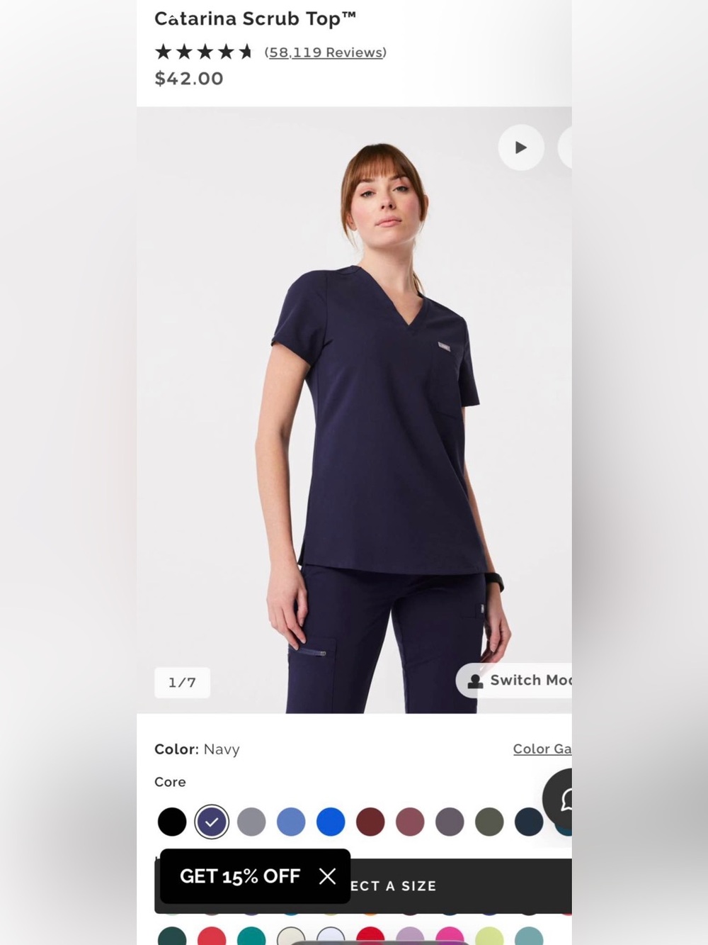 Figs Navy V-Neck Short Sleeve Scrub Top and Scrub Pants